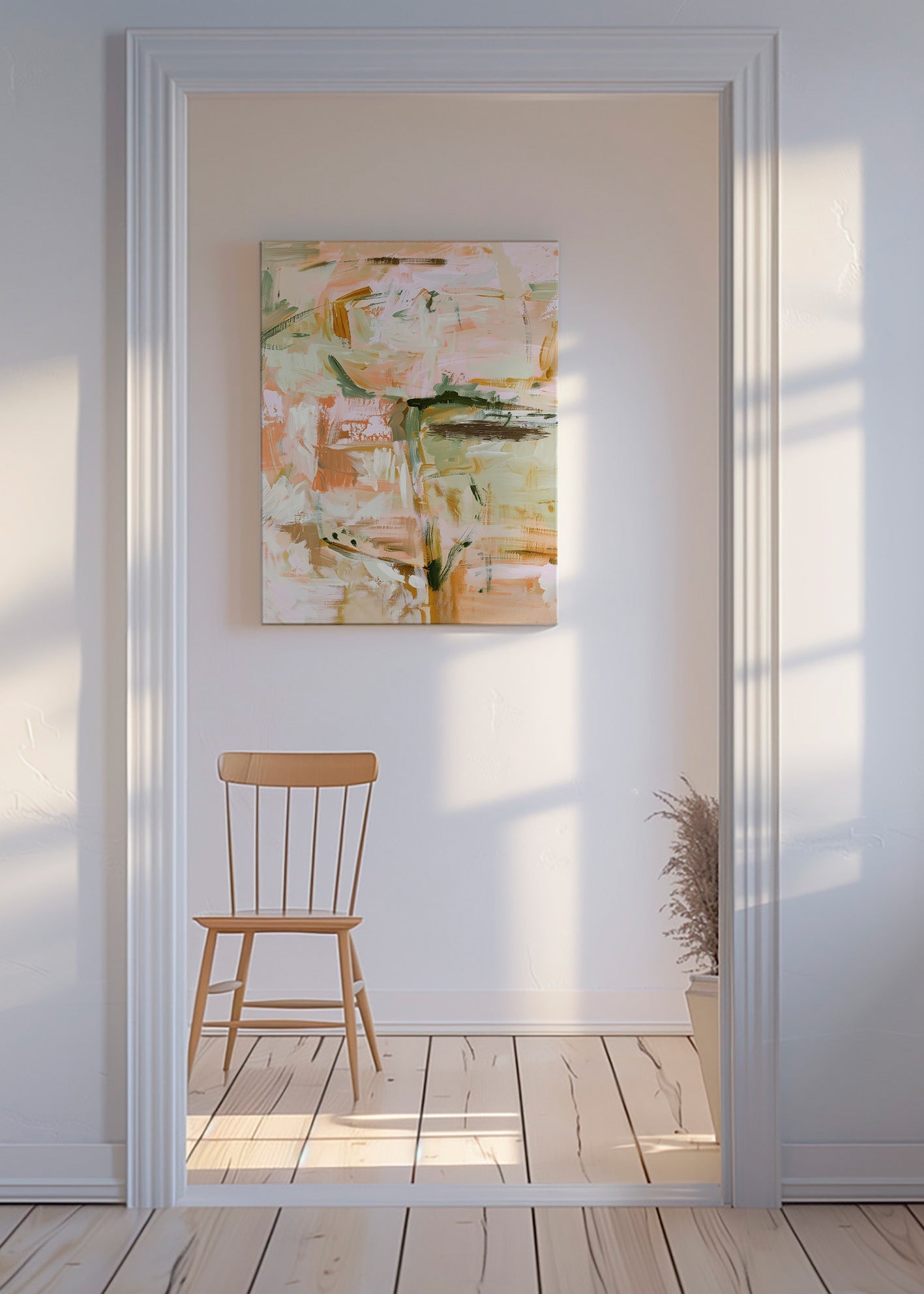 Botanical print with soft pastel strokes
