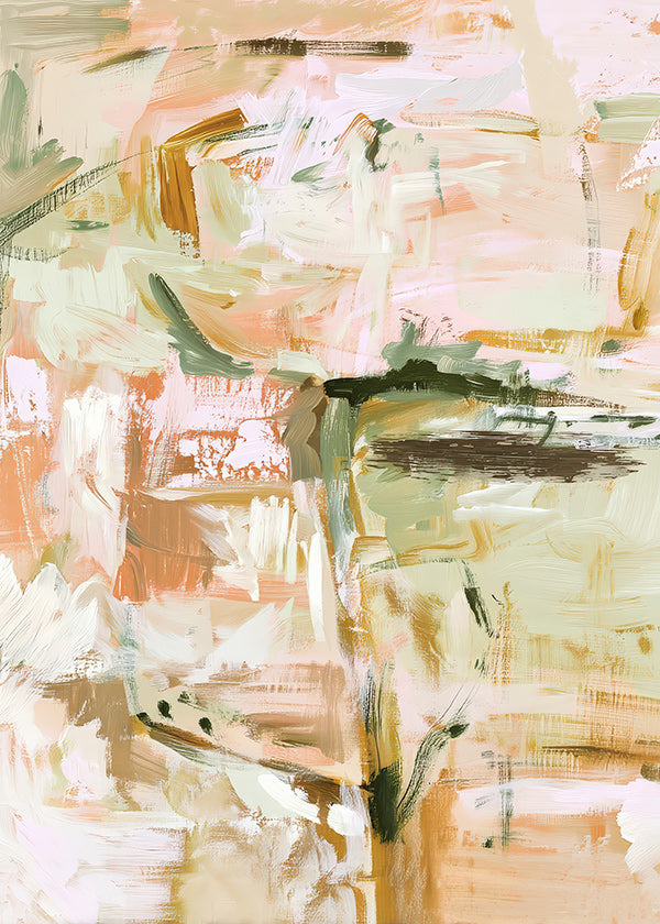 Botanical print with soft pastel strokes