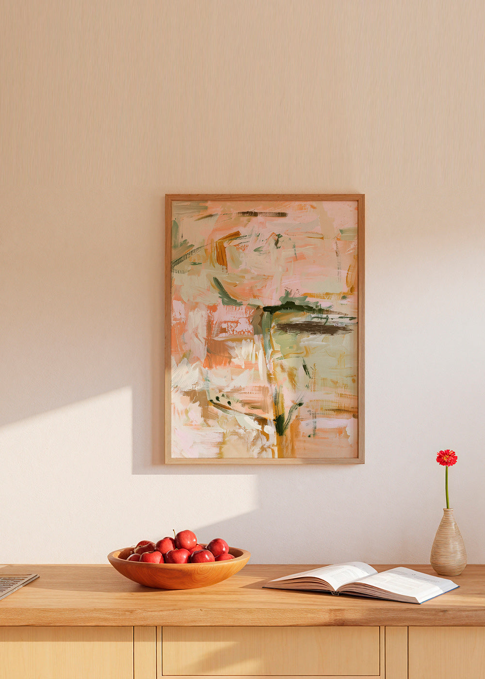 Botanical print with soft pastel strokes