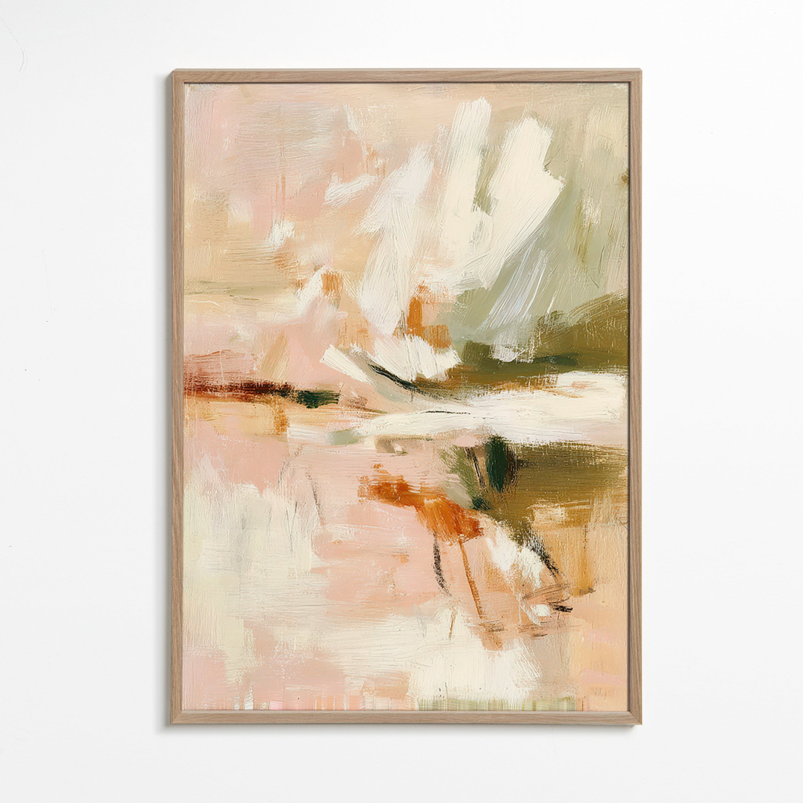 Abstract artwork with soft petals and brush gesture