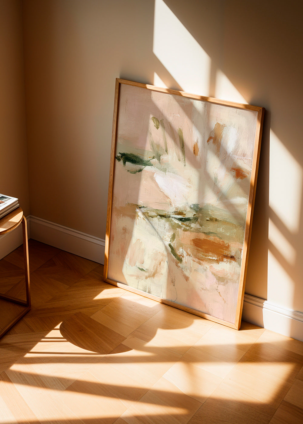 Botanical print: abstract study in pink and beige