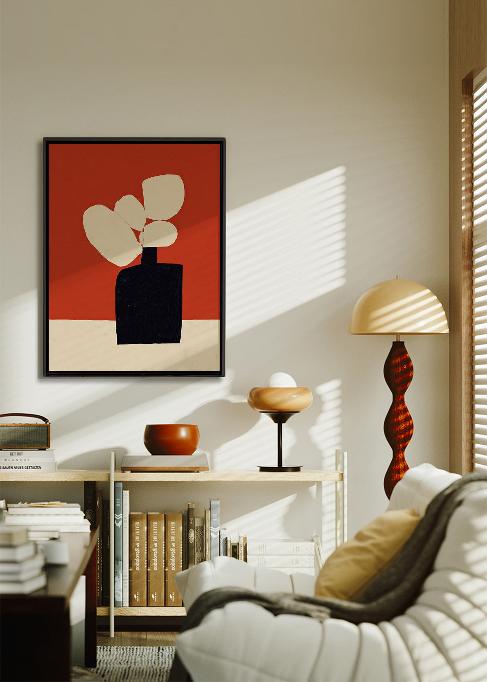 Botanical print with black vase