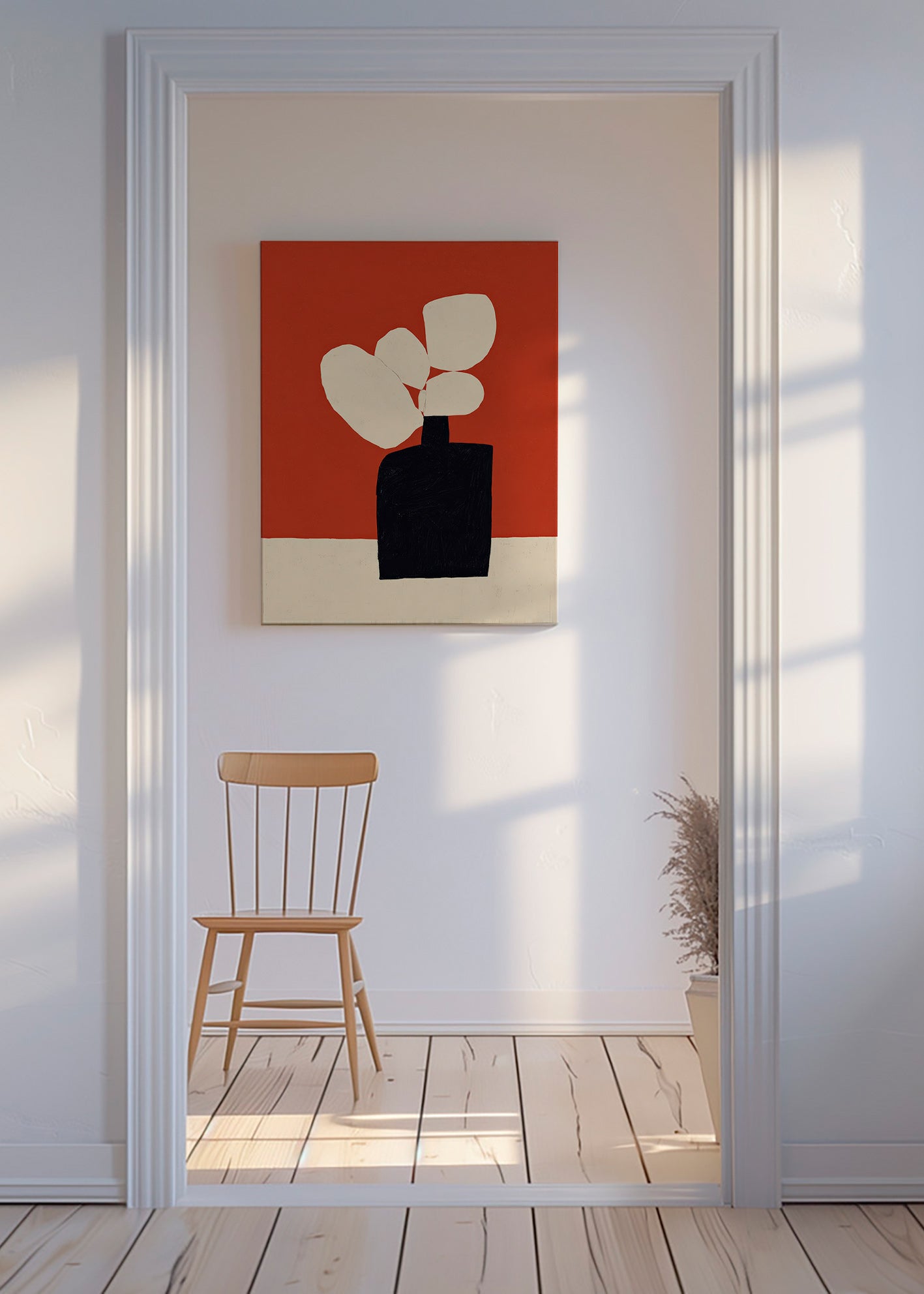 Botanical print with black vase