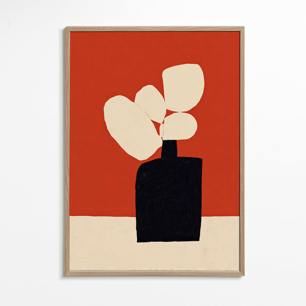 Botanical print with black vase
