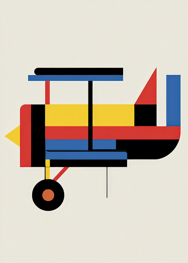 Geometric poster stylized biplane