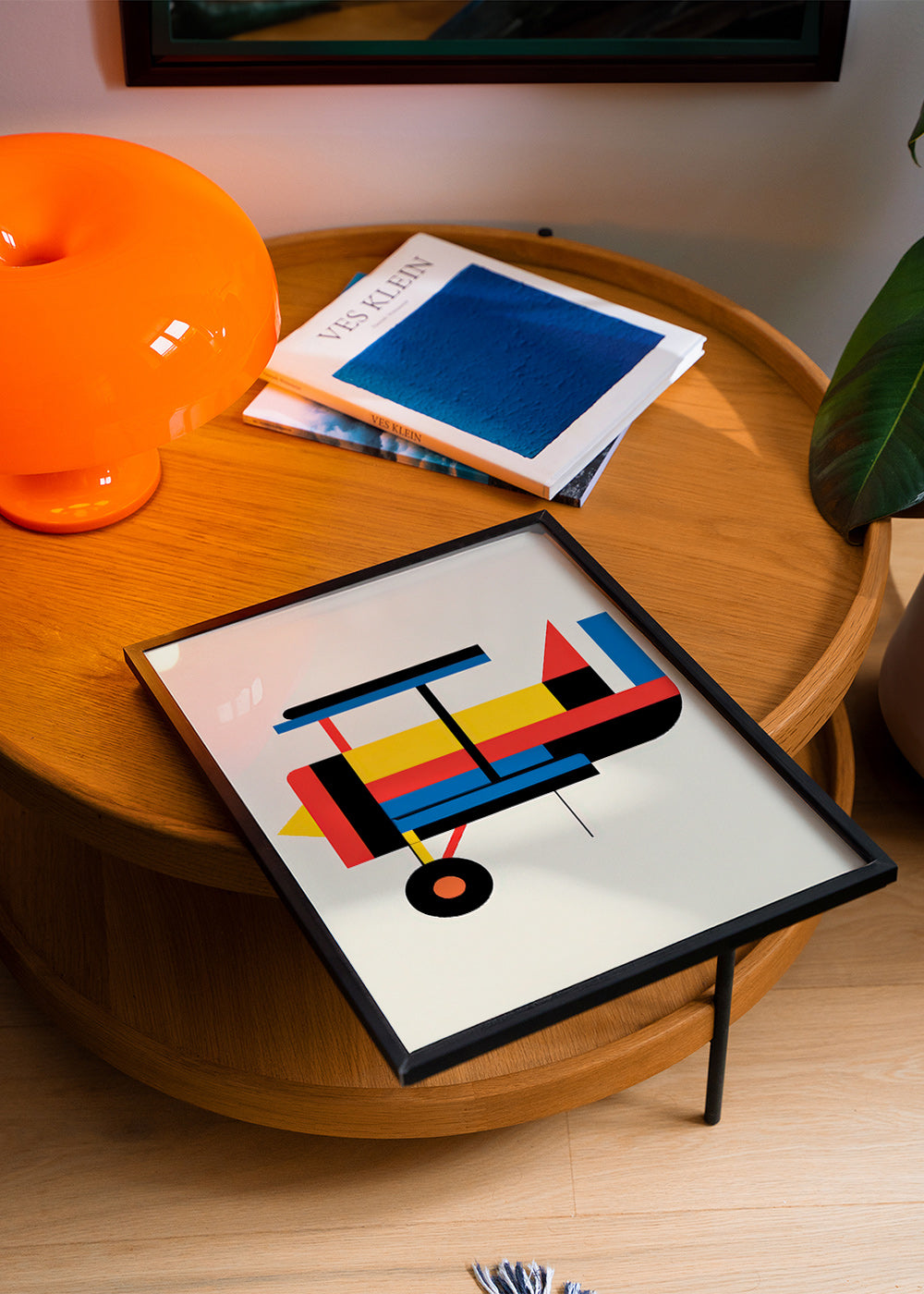 Geometric poster stylized biplane