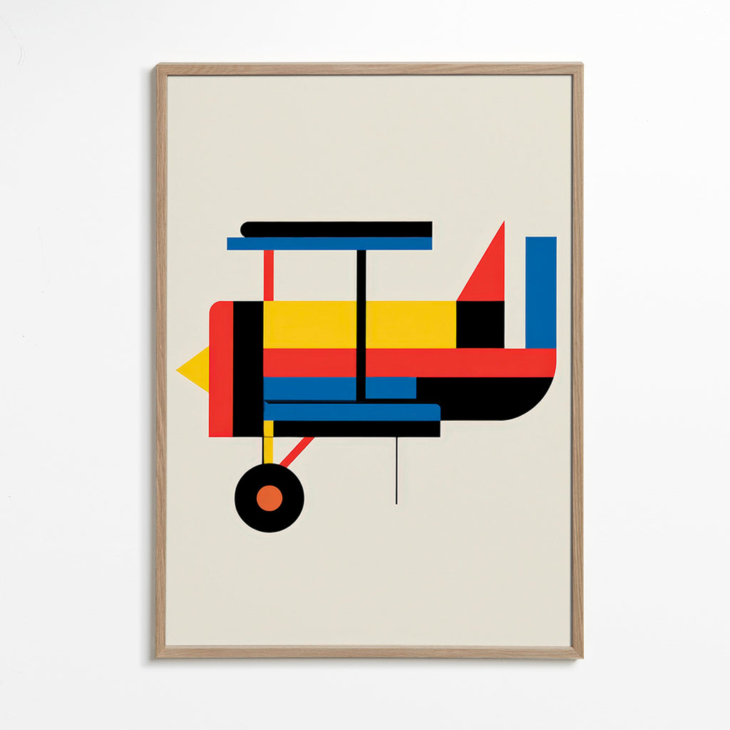 Geometric poster stylized biplane