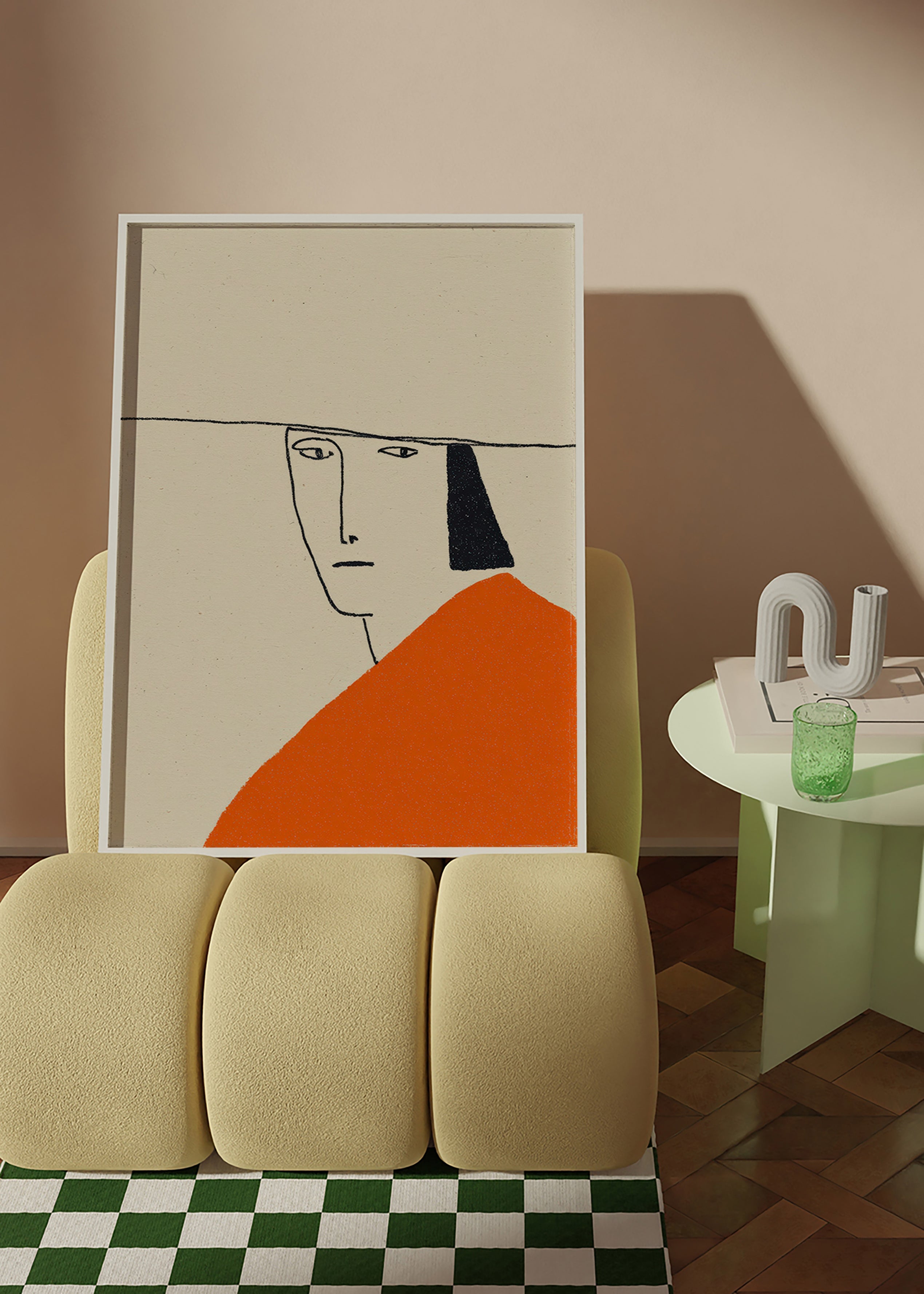Minimal illustration with orange cloak