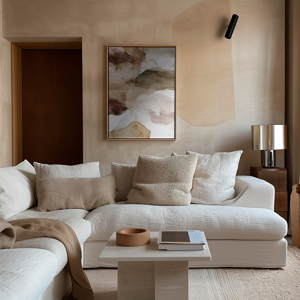 Abstract artwork in earth tones with soft brushwork