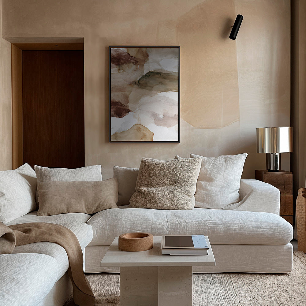 Abstract artwork in earth tones with soft brushwork