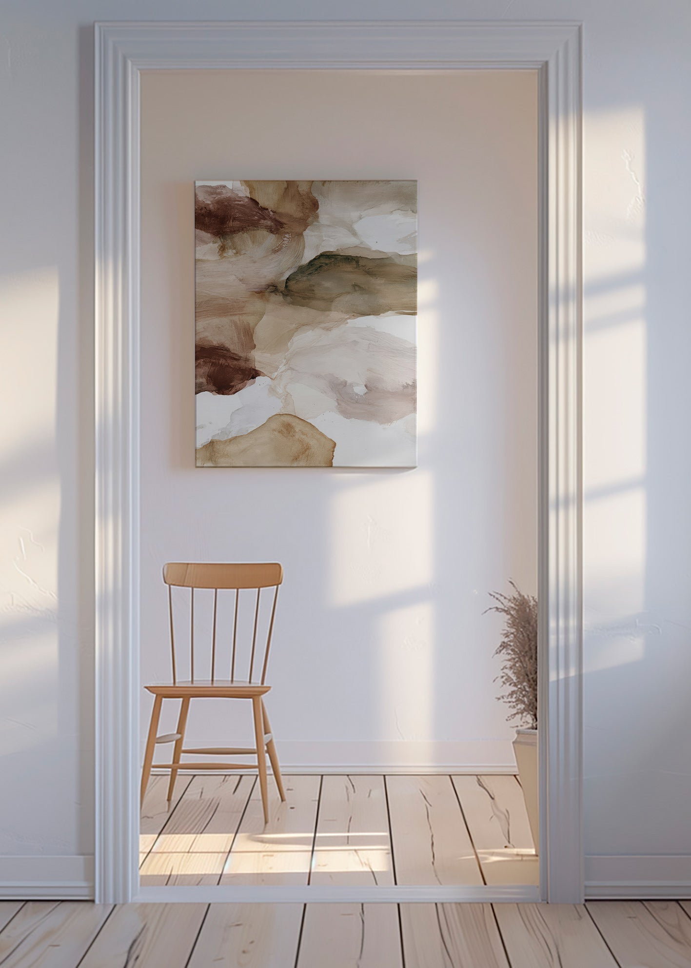 Abstract artwork in earth tones with soft brushwork