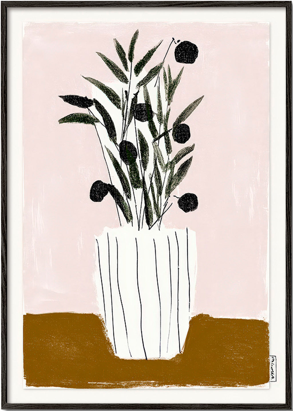 Botanical print with olive branches