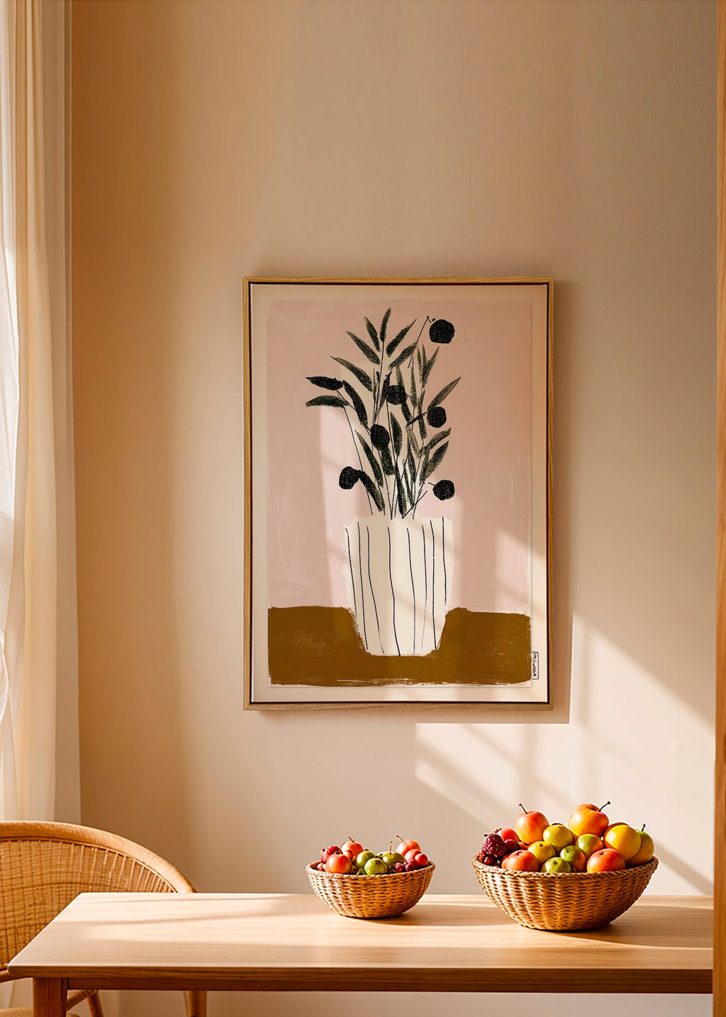 Botanical print with olive branches