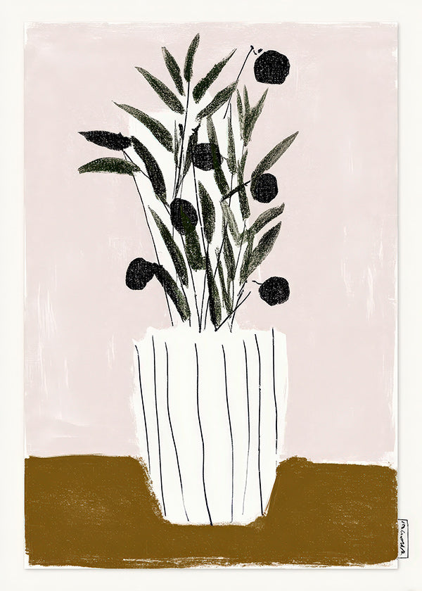 Botanical print with olive branches