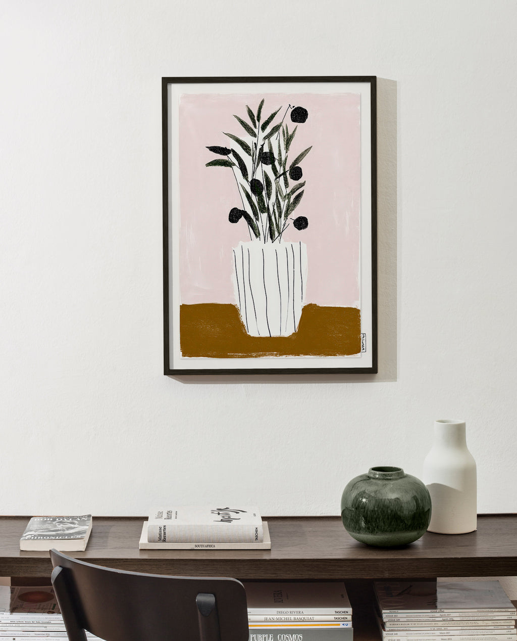 Botanical print with olive branches