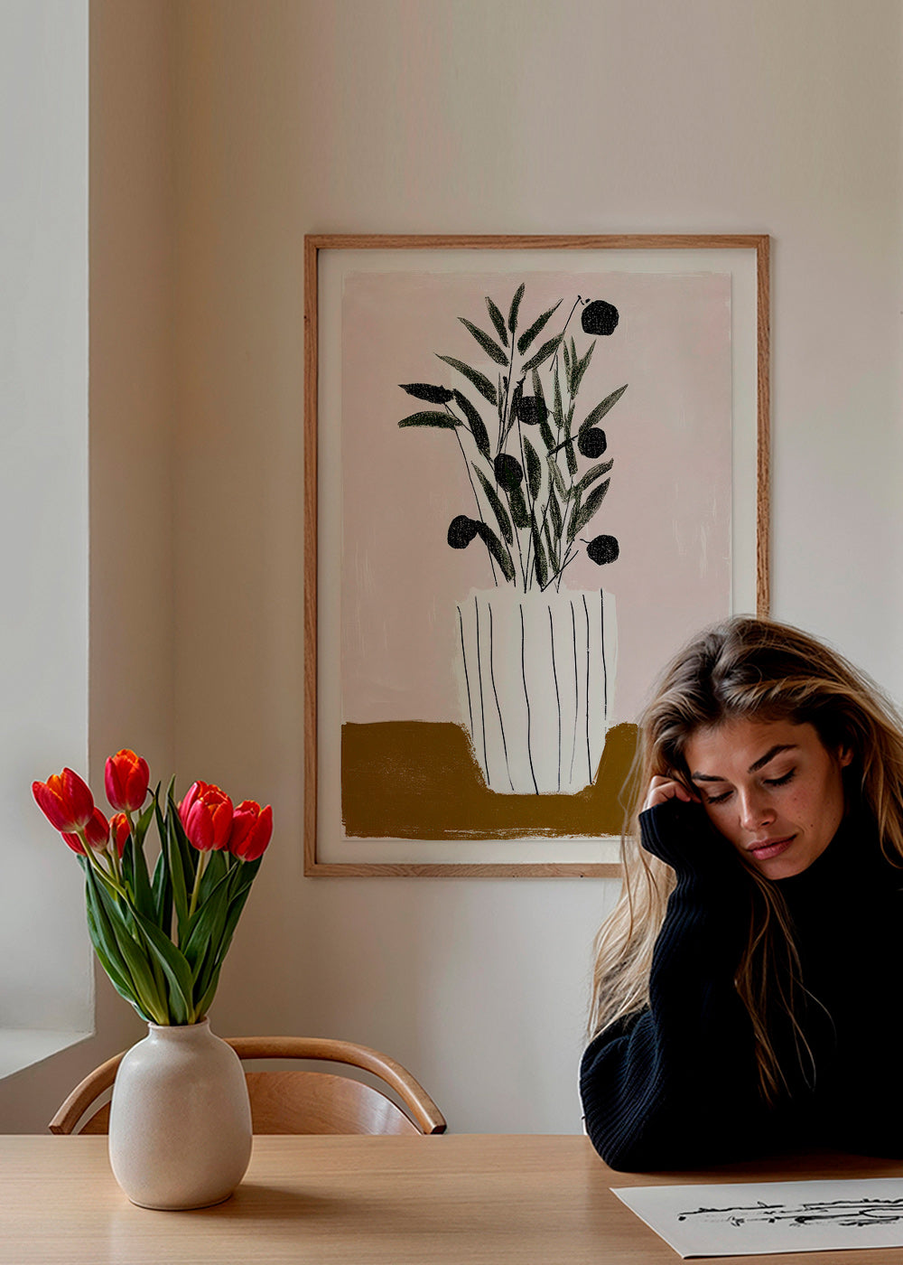 Botanical print with olive branches