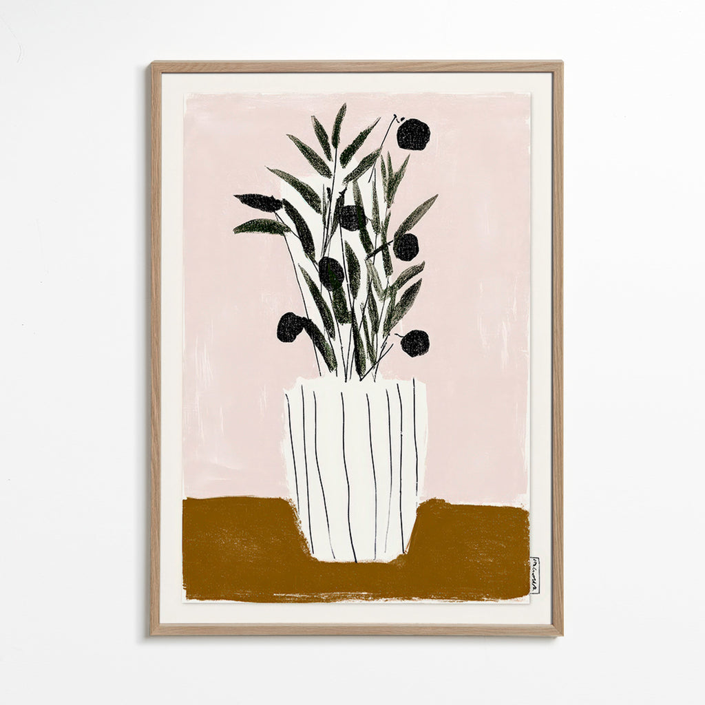 Botanical print with olive branches