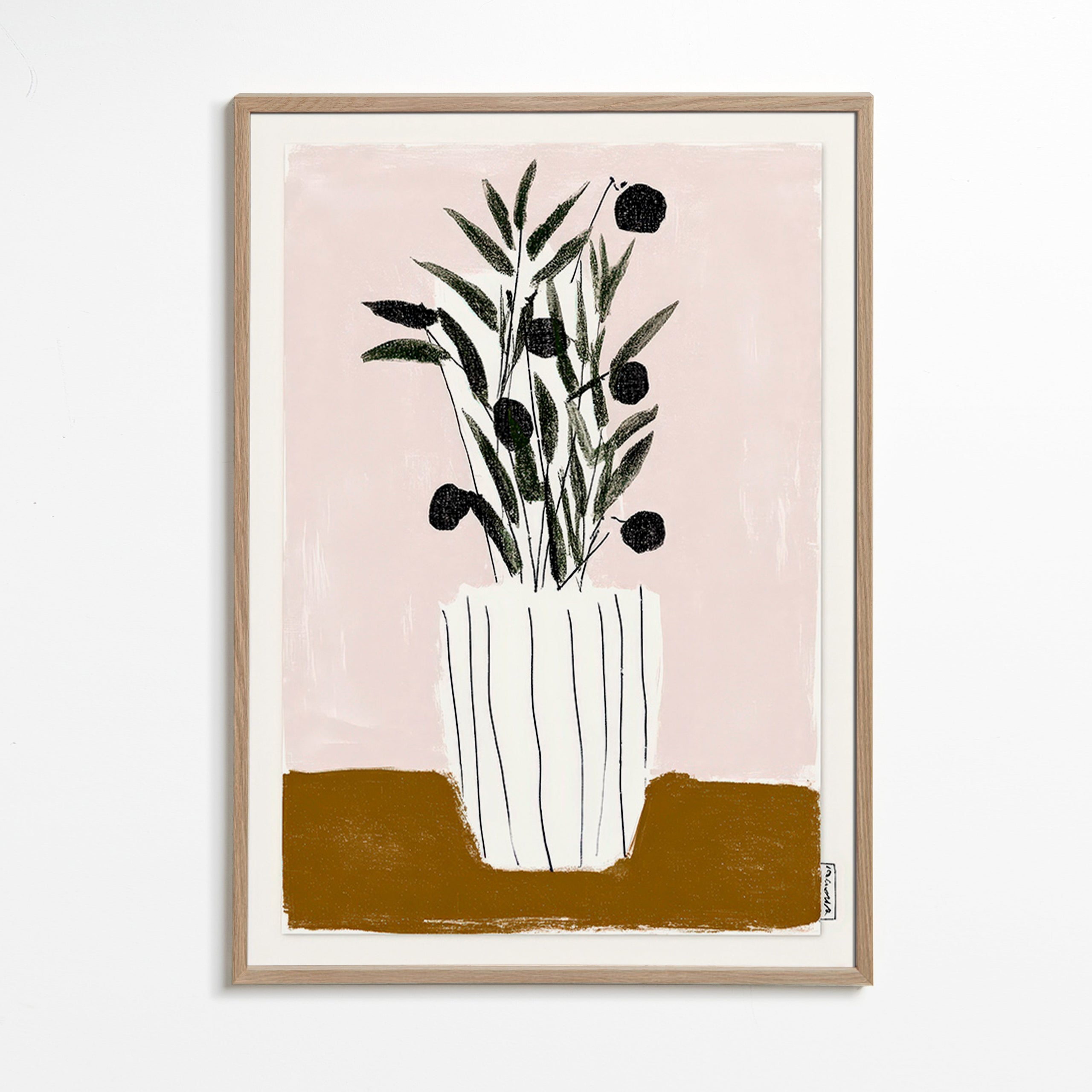 Botanical print with olive branches