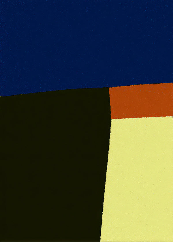 Abstract artwork with bold blue blocks