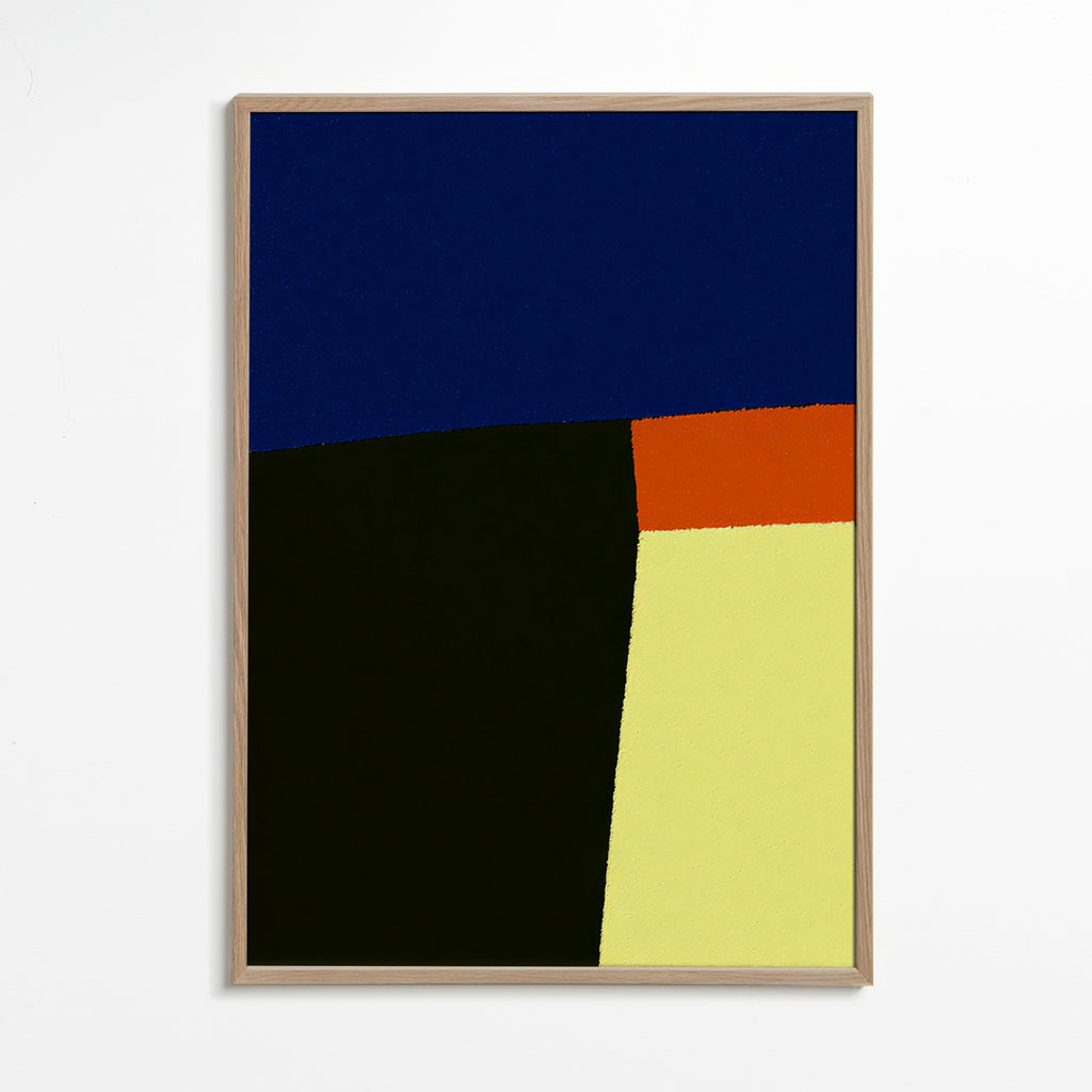 Abstract artwork with bold blue blocks