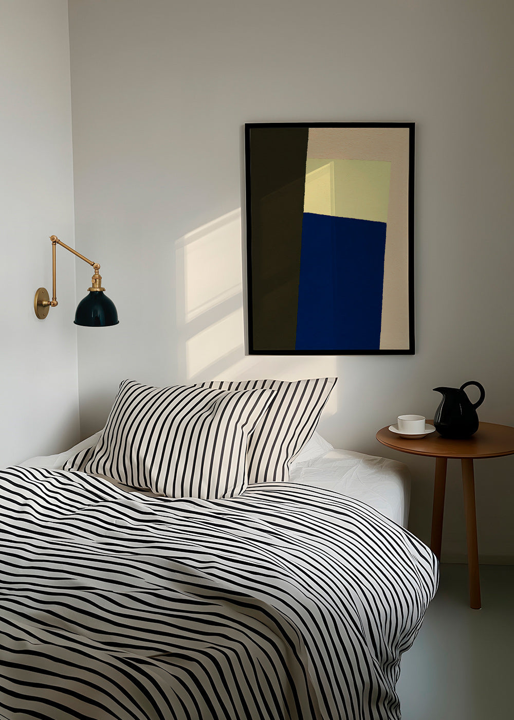 Geometric poster with vertical blue block