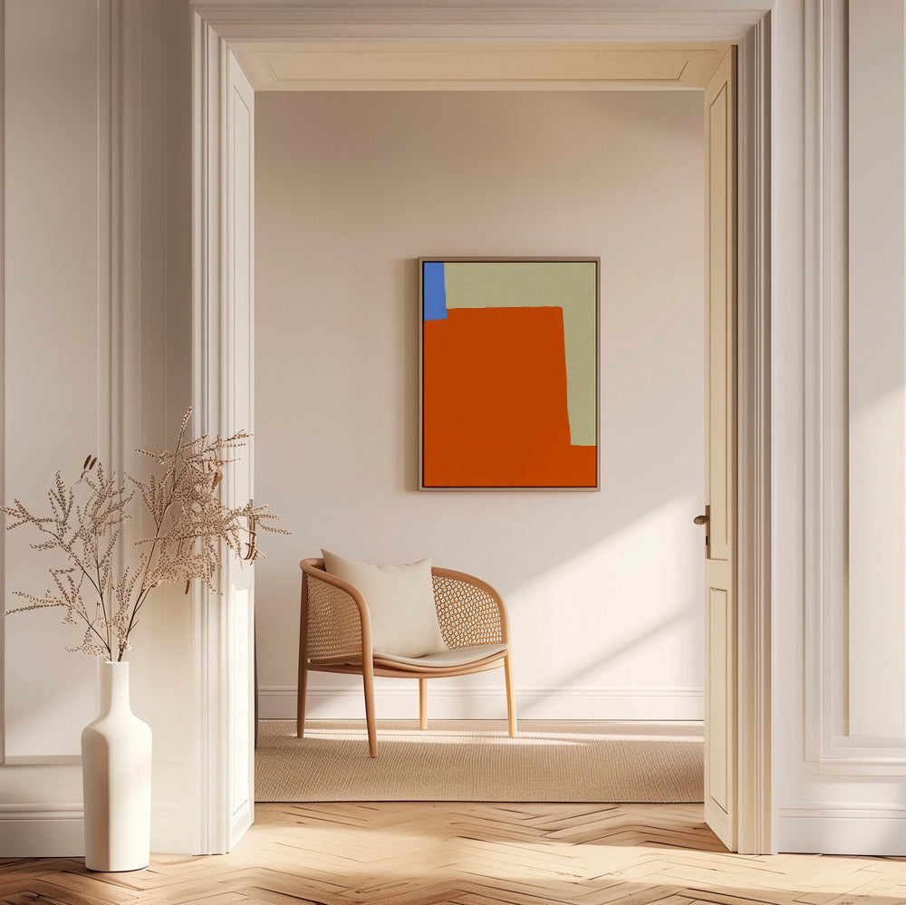 Abstract artwork with orange blocks