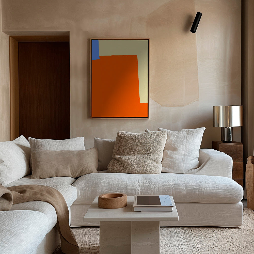 Abstract artwork with orange blocks