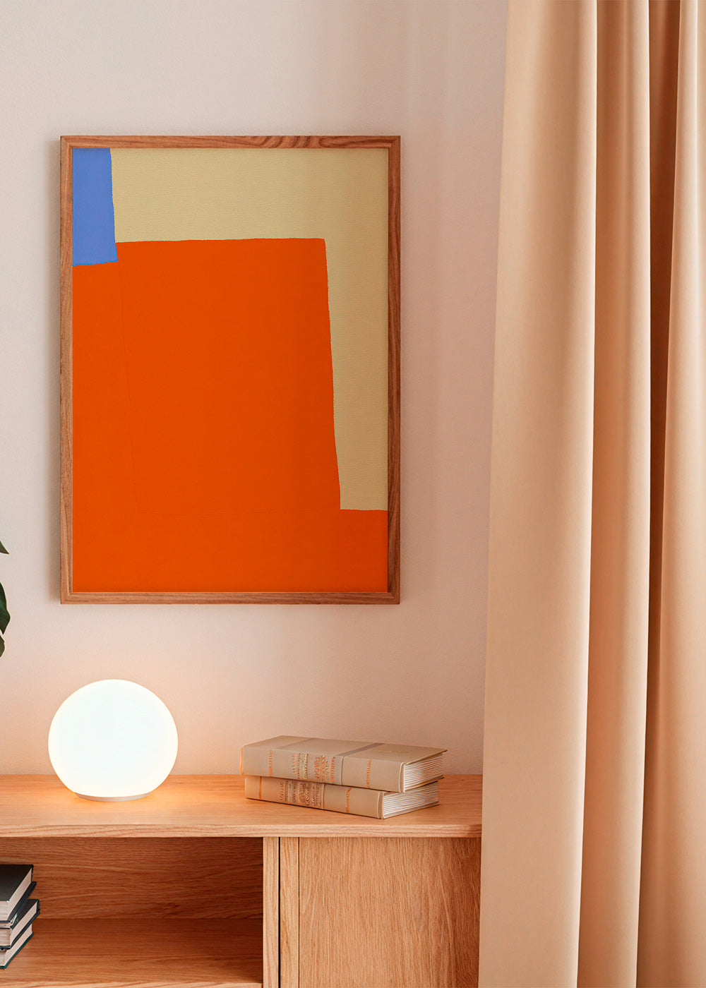 Abstract artwork with orange blocks