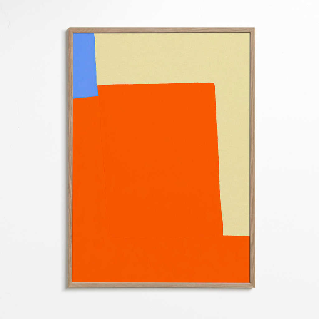 Abstract artwork with orange blocks