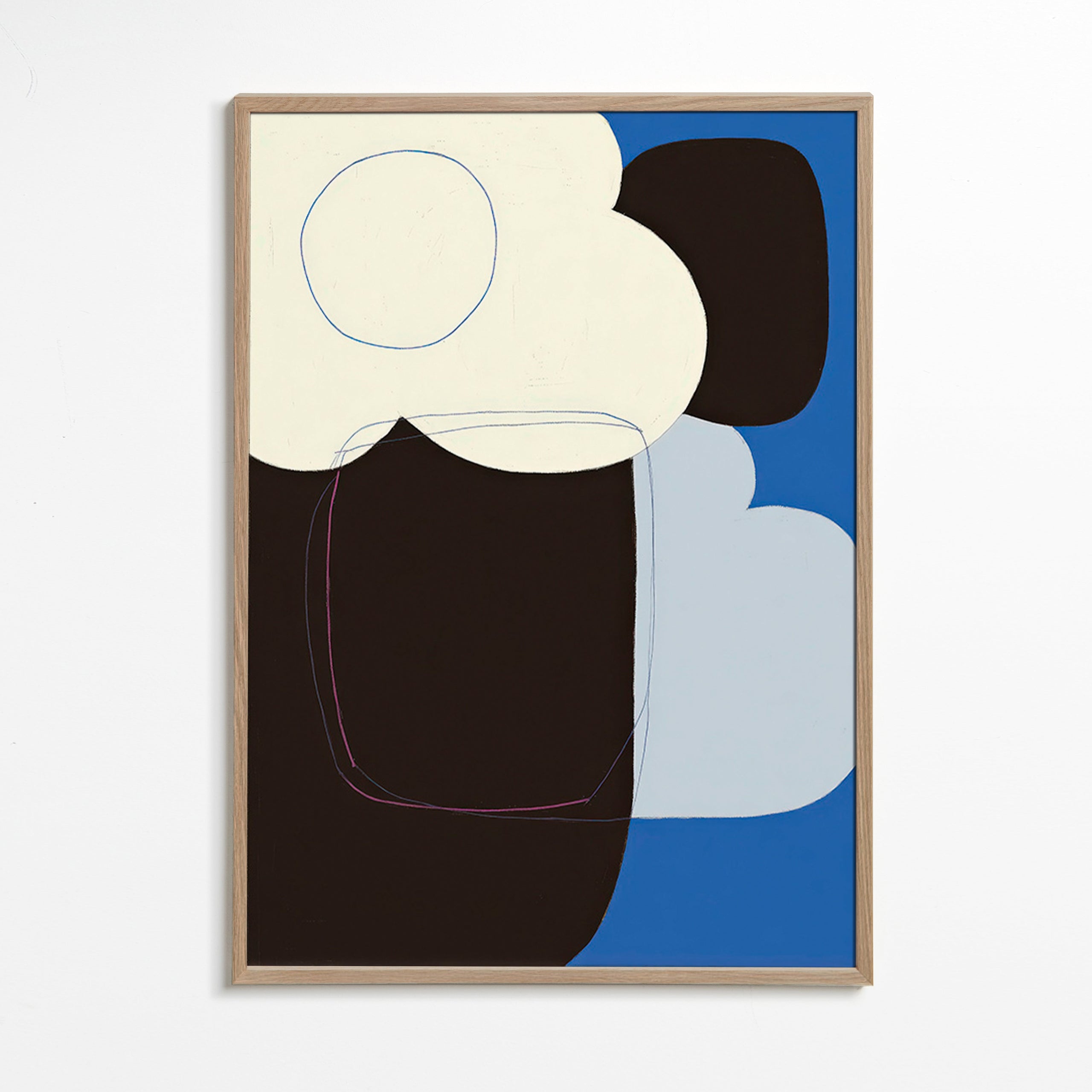 Abstract artwork with organic blue forms