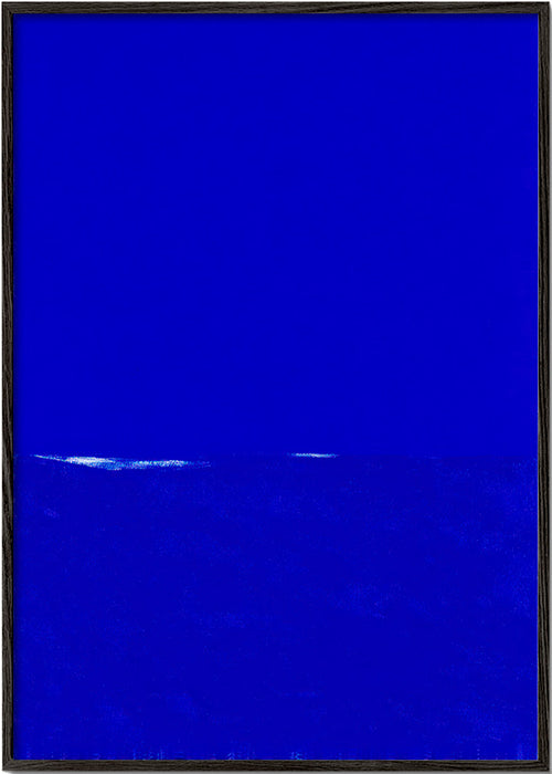 Blue abstract artwork with subtle horizon