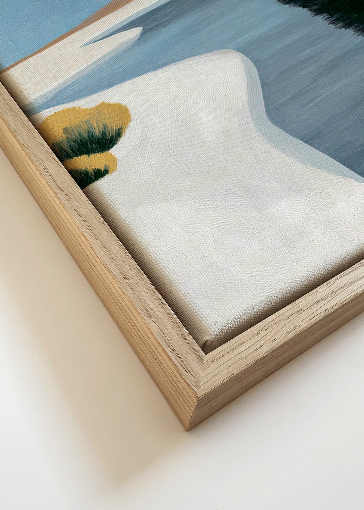 Landscape art: minimal estuary with dark cliff
