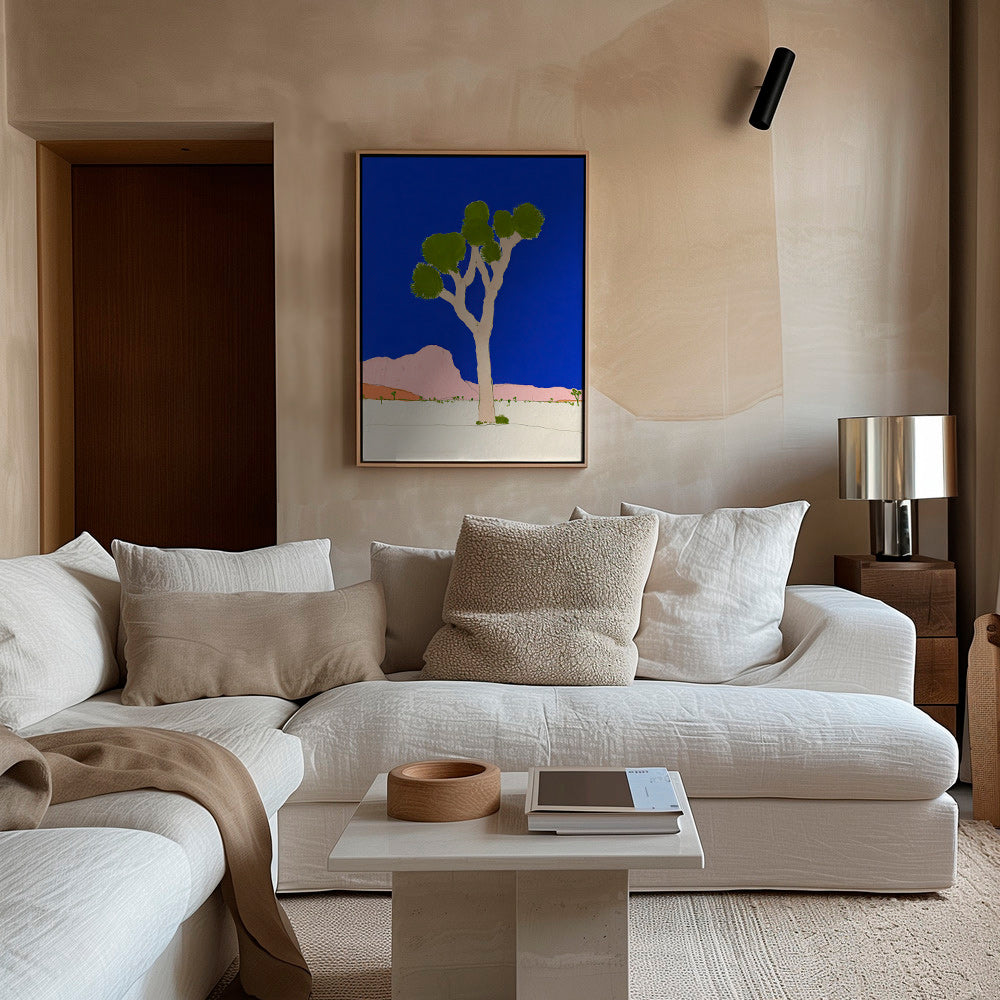 Landscape art: desert tree against vivid blue sky