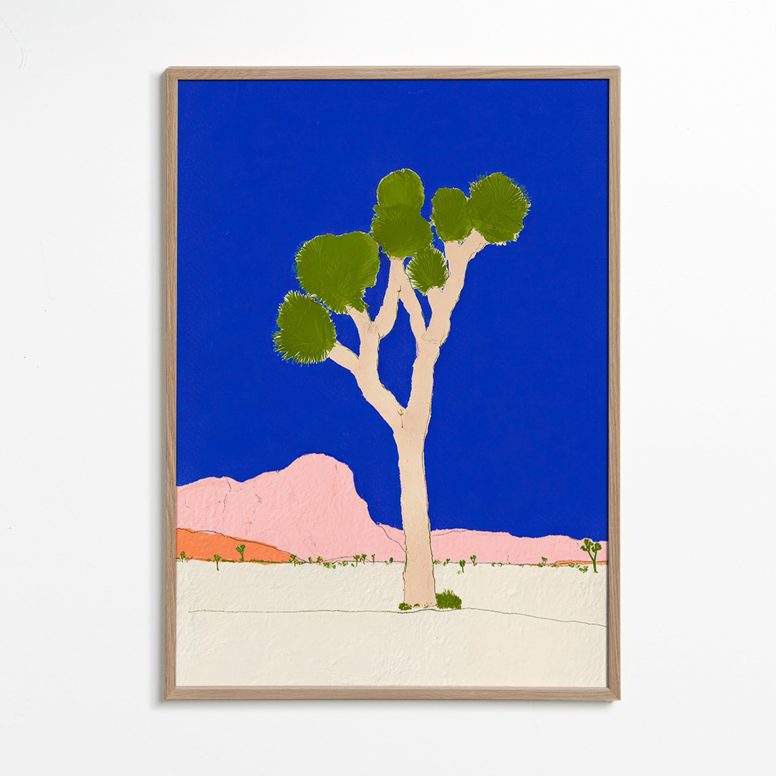 Landscape art: desert tree against vivid blue sky