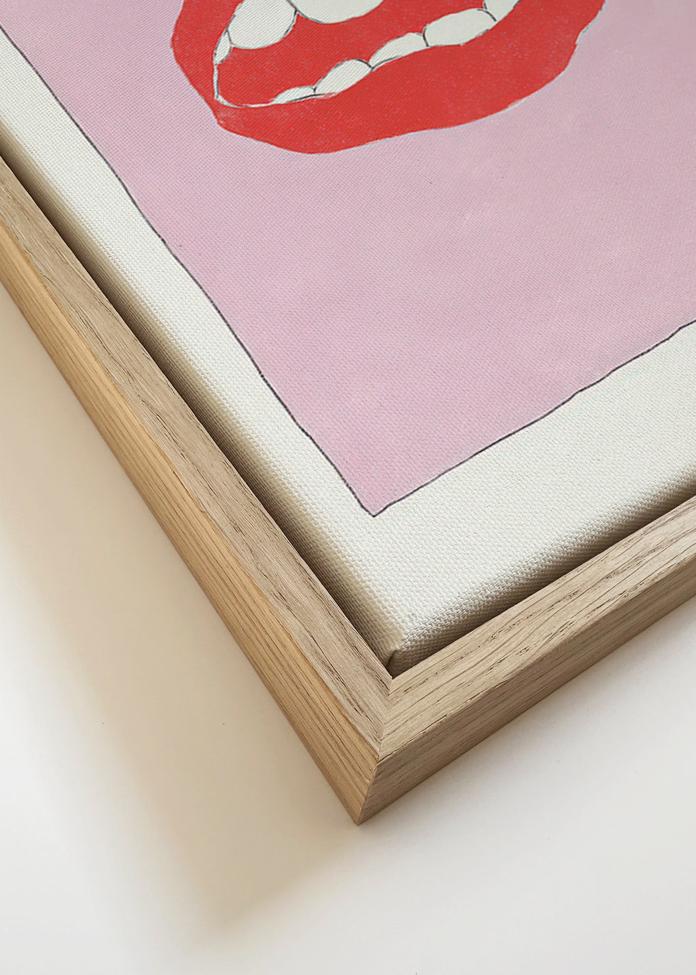 Red lips illustration on pink background