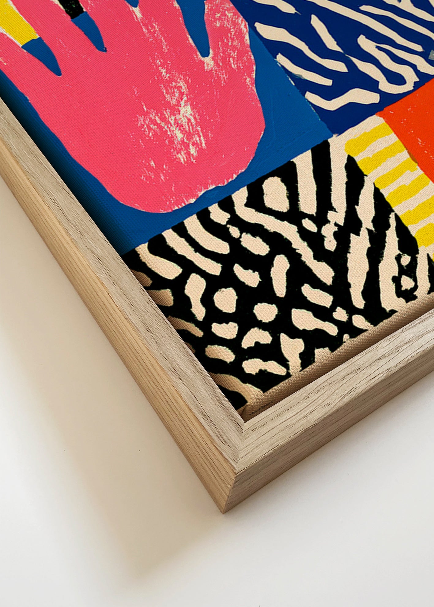 Botanical print with graphic hand motif