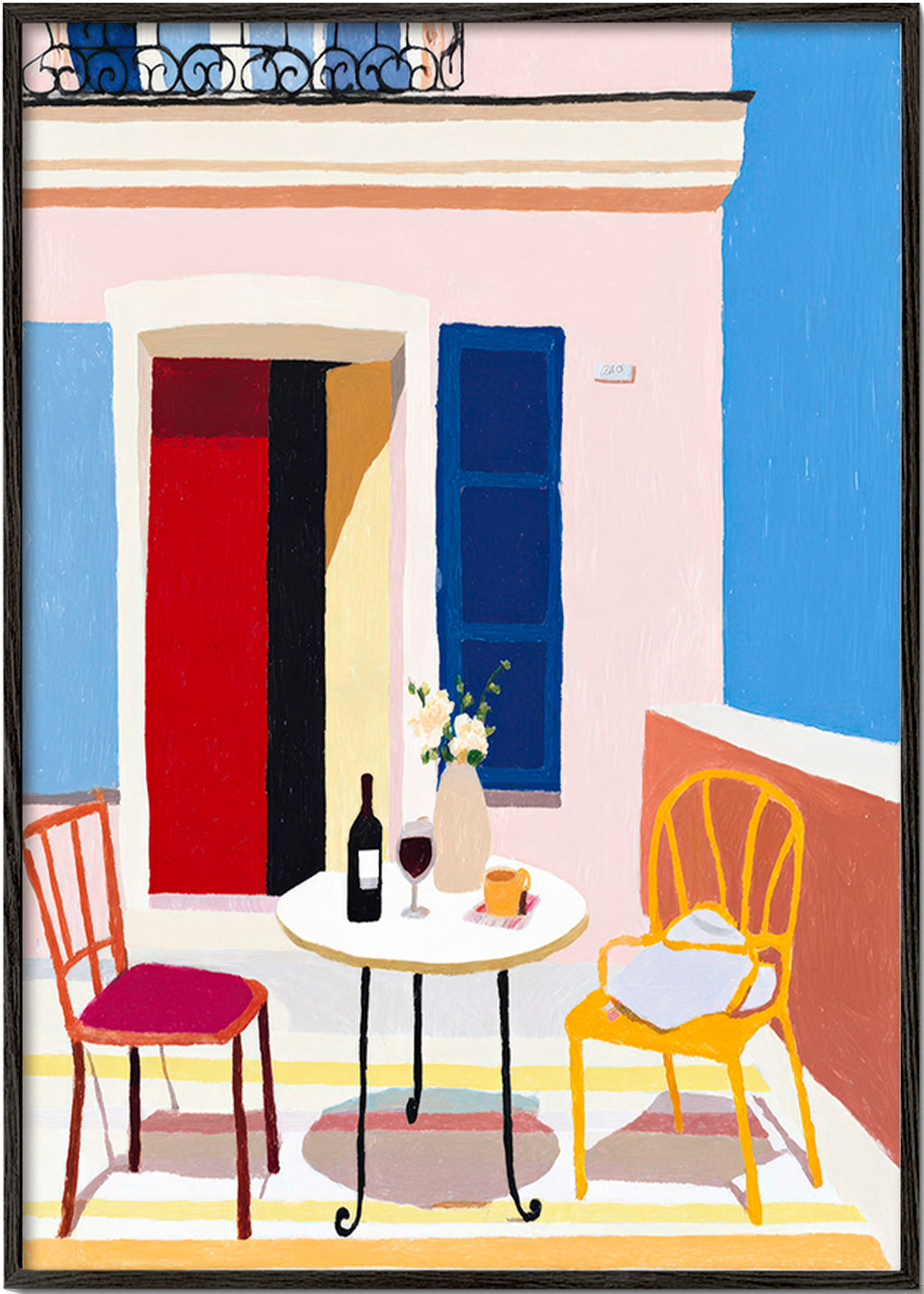 Kitchen art: sunny Italian balcony scene