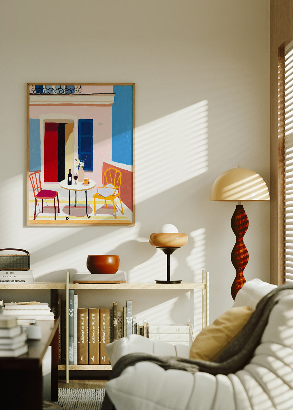 Kitchen art: sunny Italian balcony scene