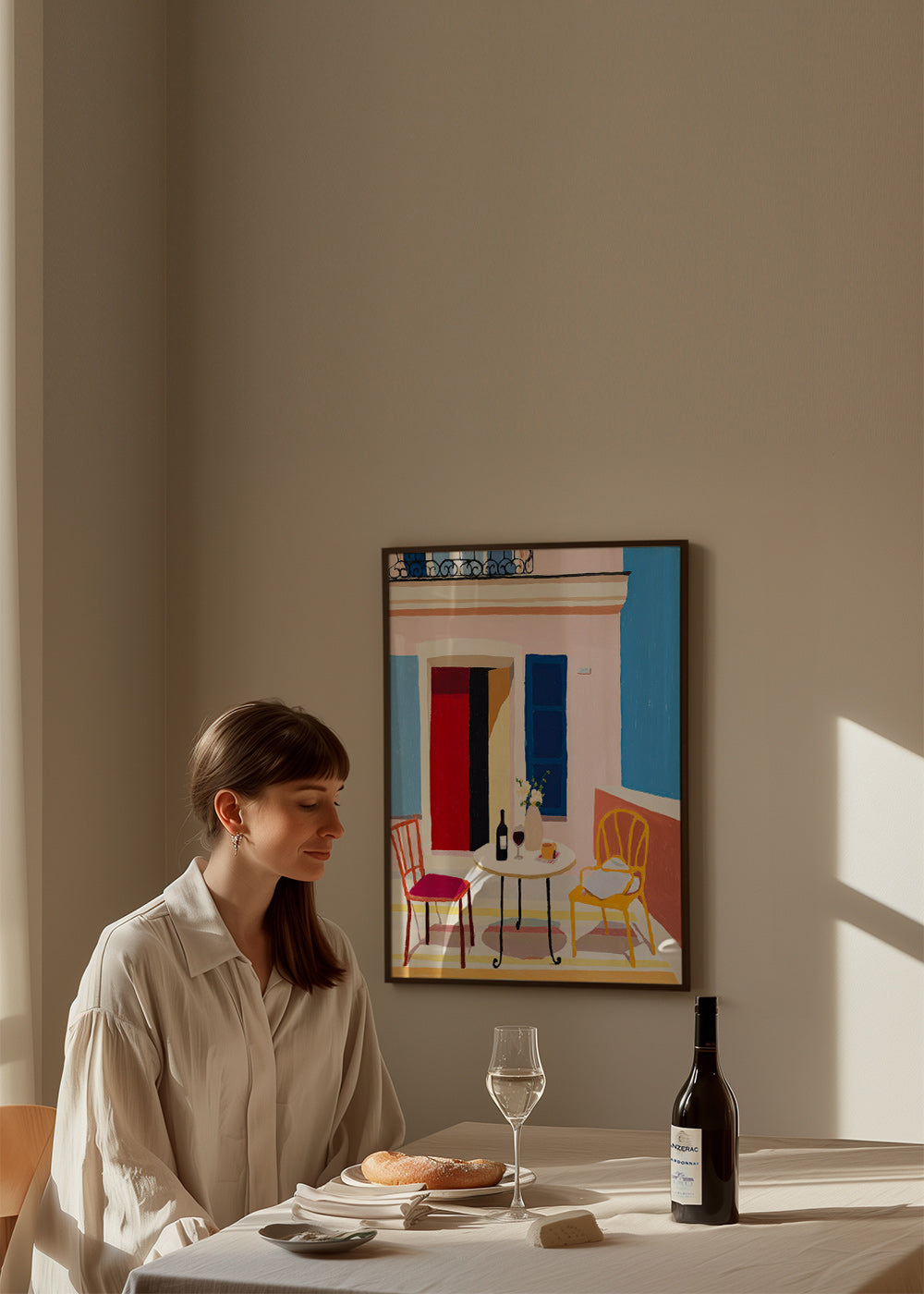 Kitchen art: sunny Italian balcony scene