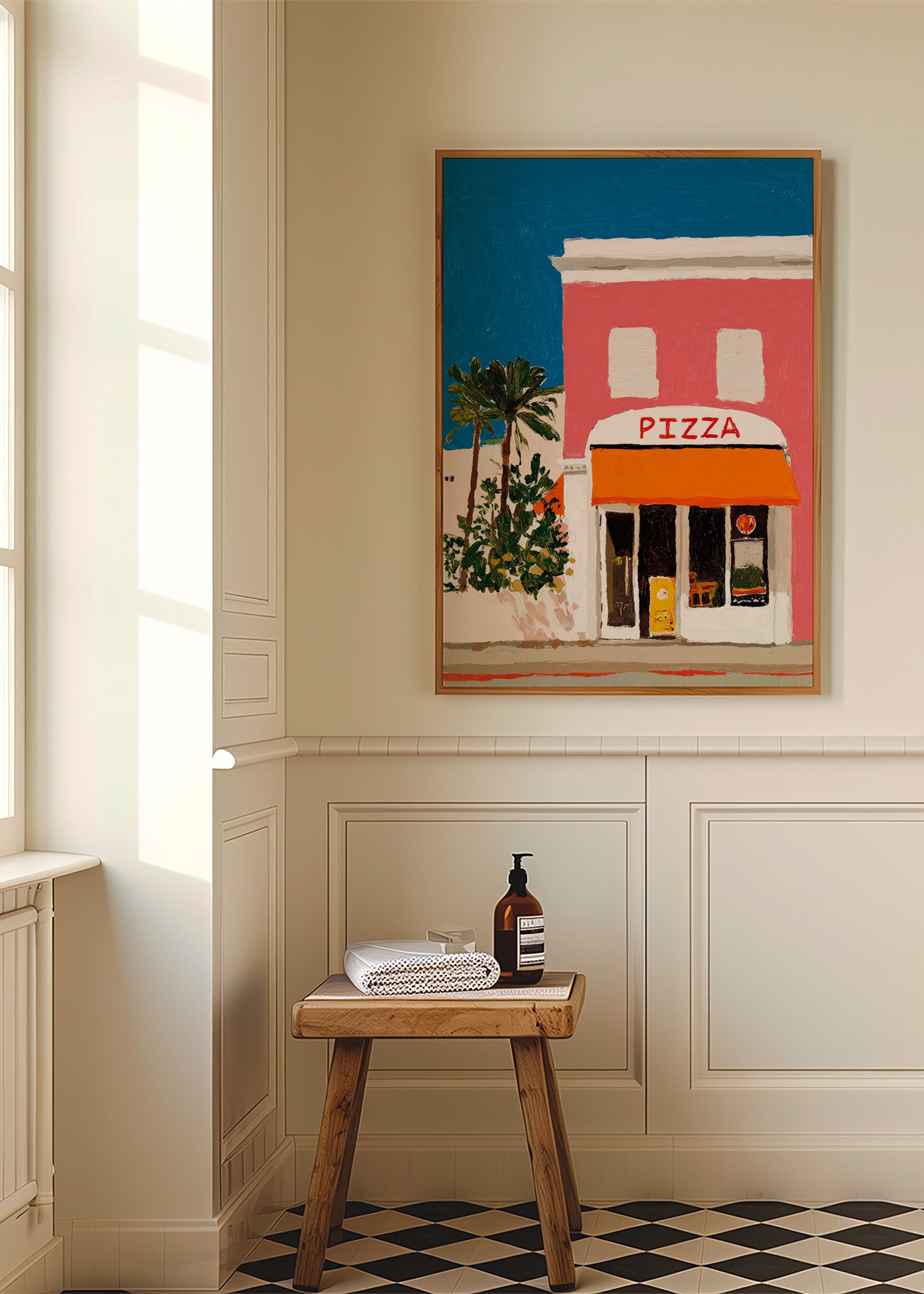 Kitchen art pizza shop facade