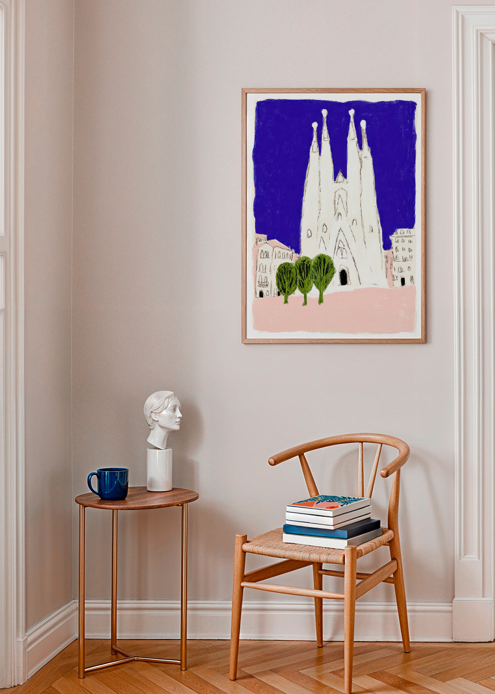 Travel poster Sagrada Familia night sketch