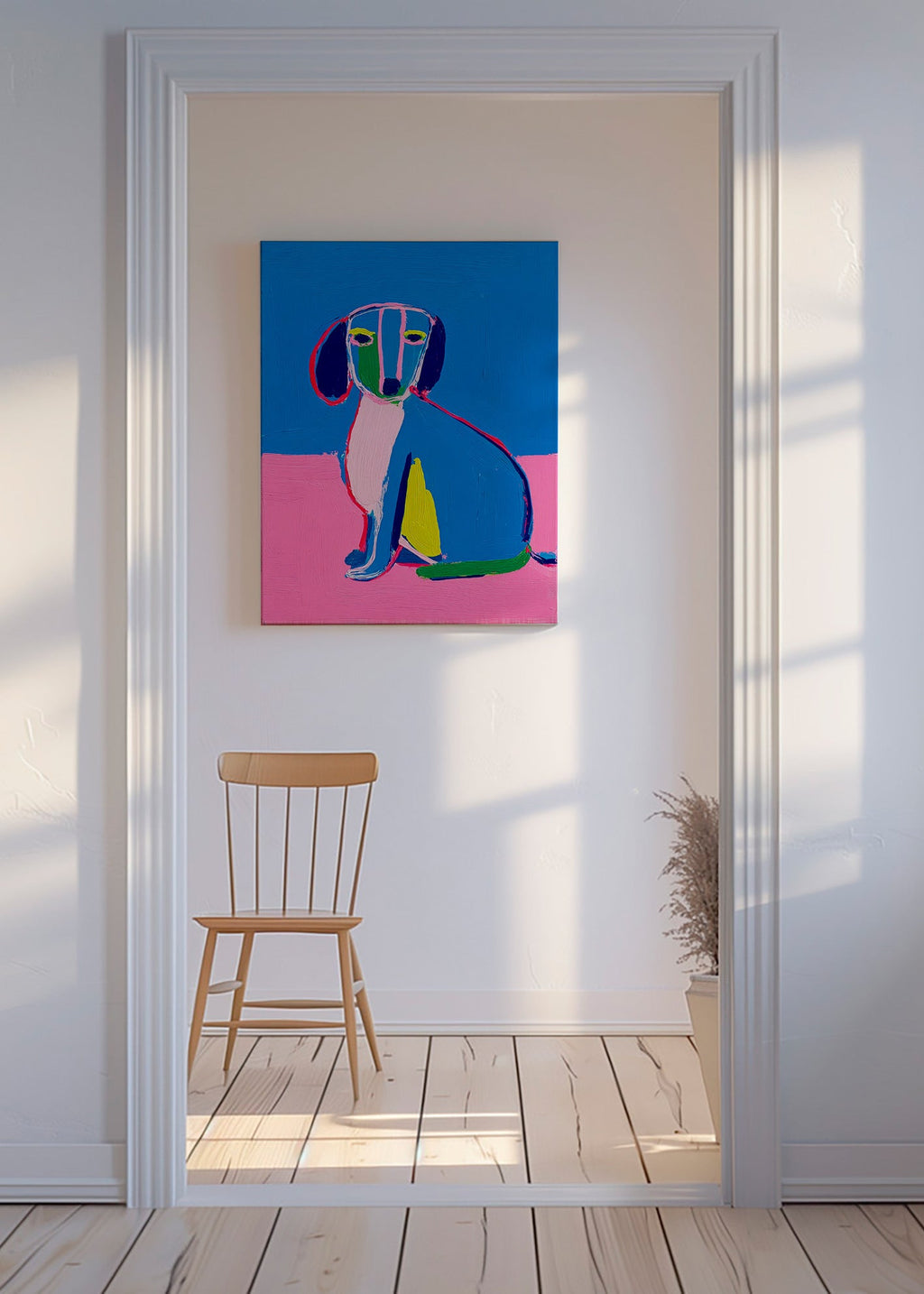 Artwork neon dog bold colors