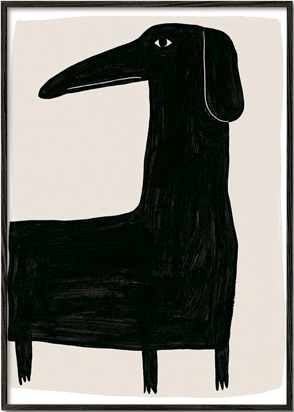 Artwork tall black dog illustration