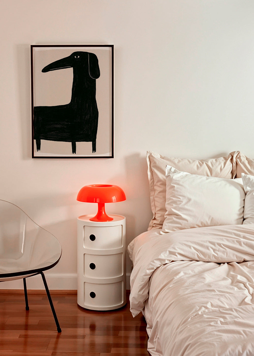 Artwork tall black dog illustration