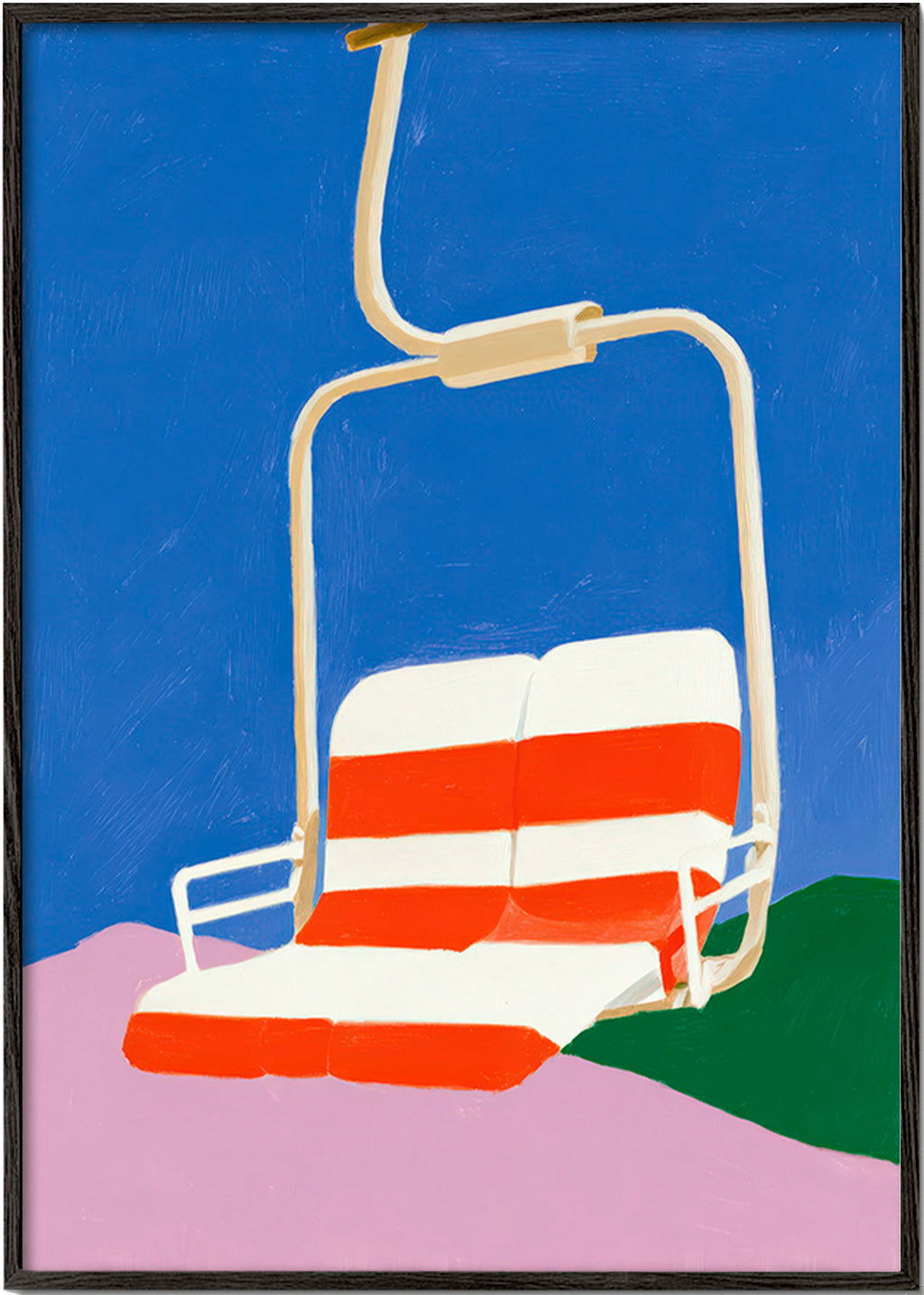 Chairlift illustration with striped seat
