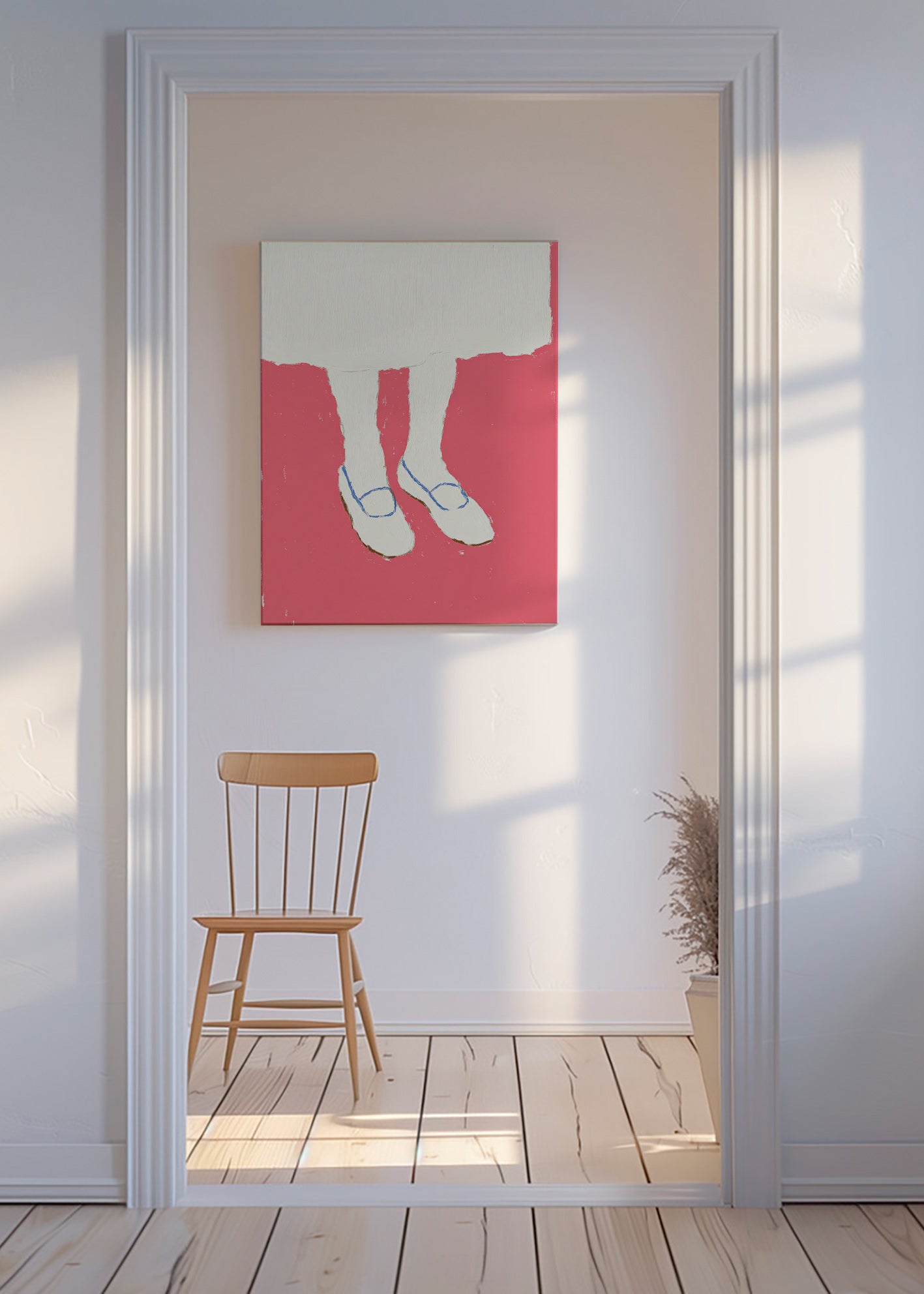 Illustration of legs with pink shoes