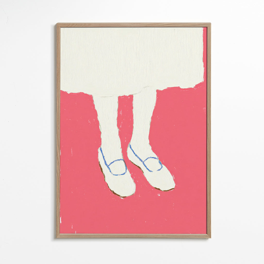 Illustration of legs with pink shoes