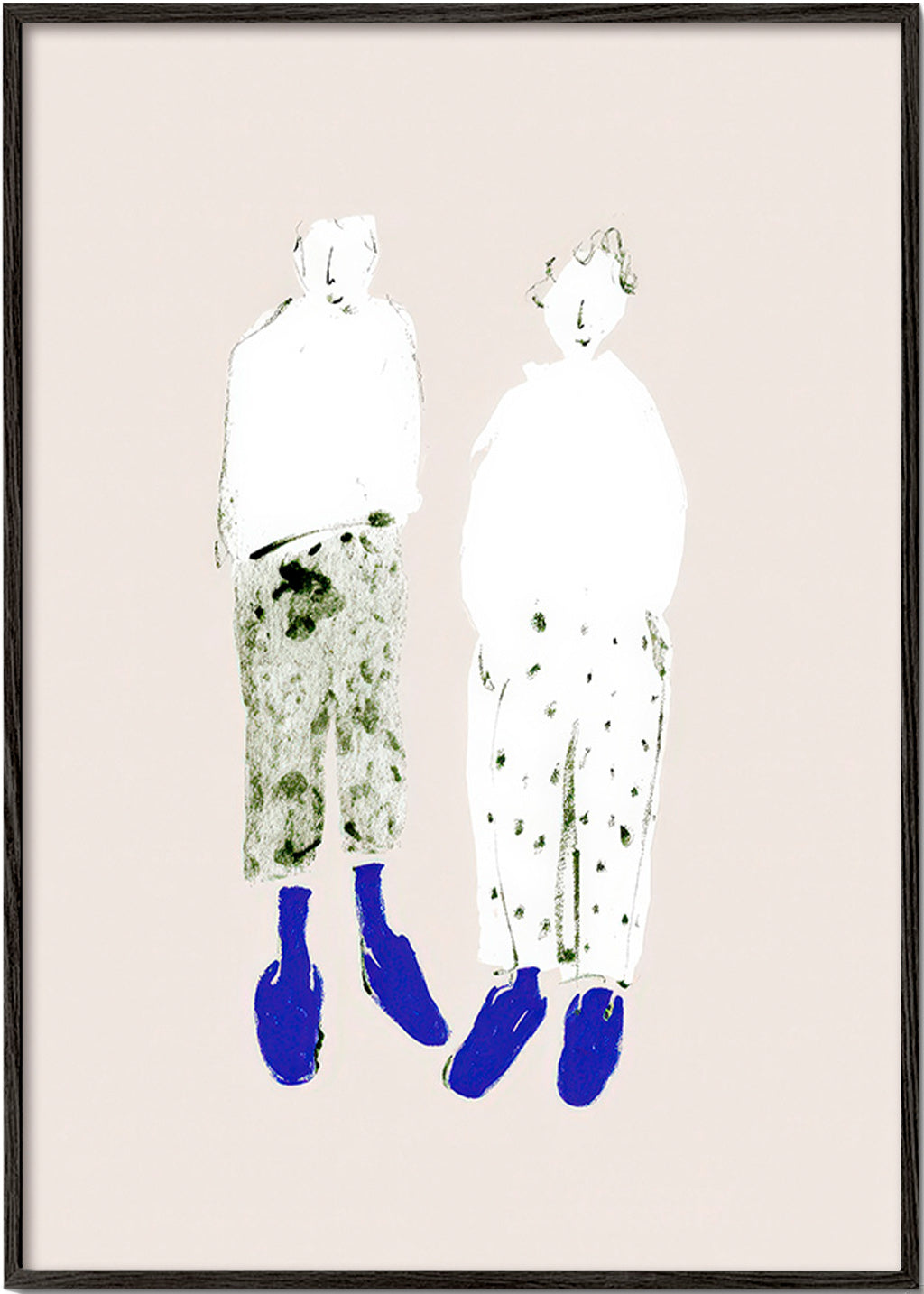 Minimal couple illustration with blue boots