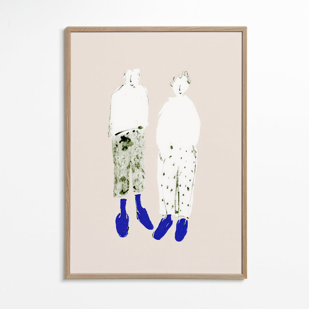 Minimal couple illustration with blue boots