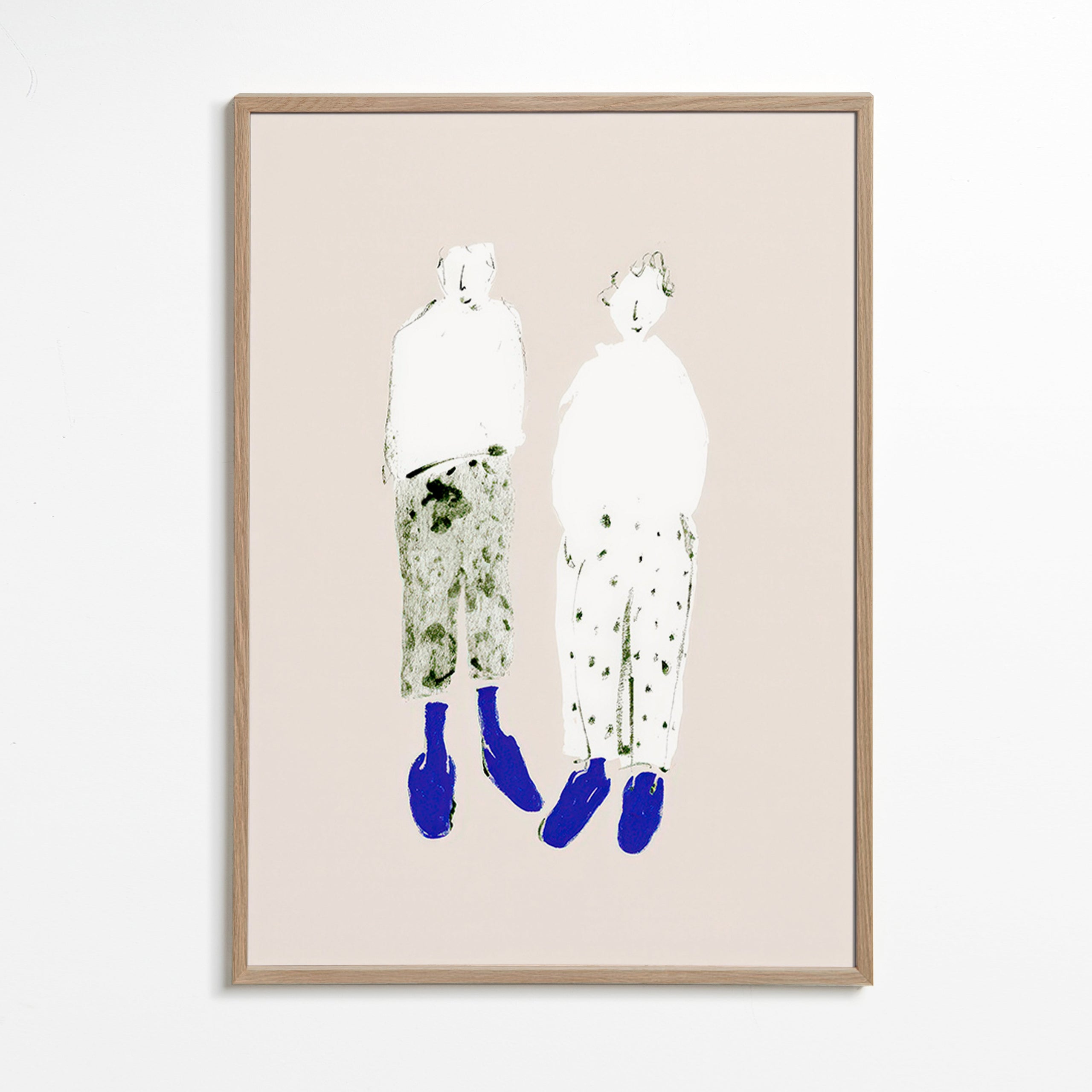 Minimal couple illustration with blue boots